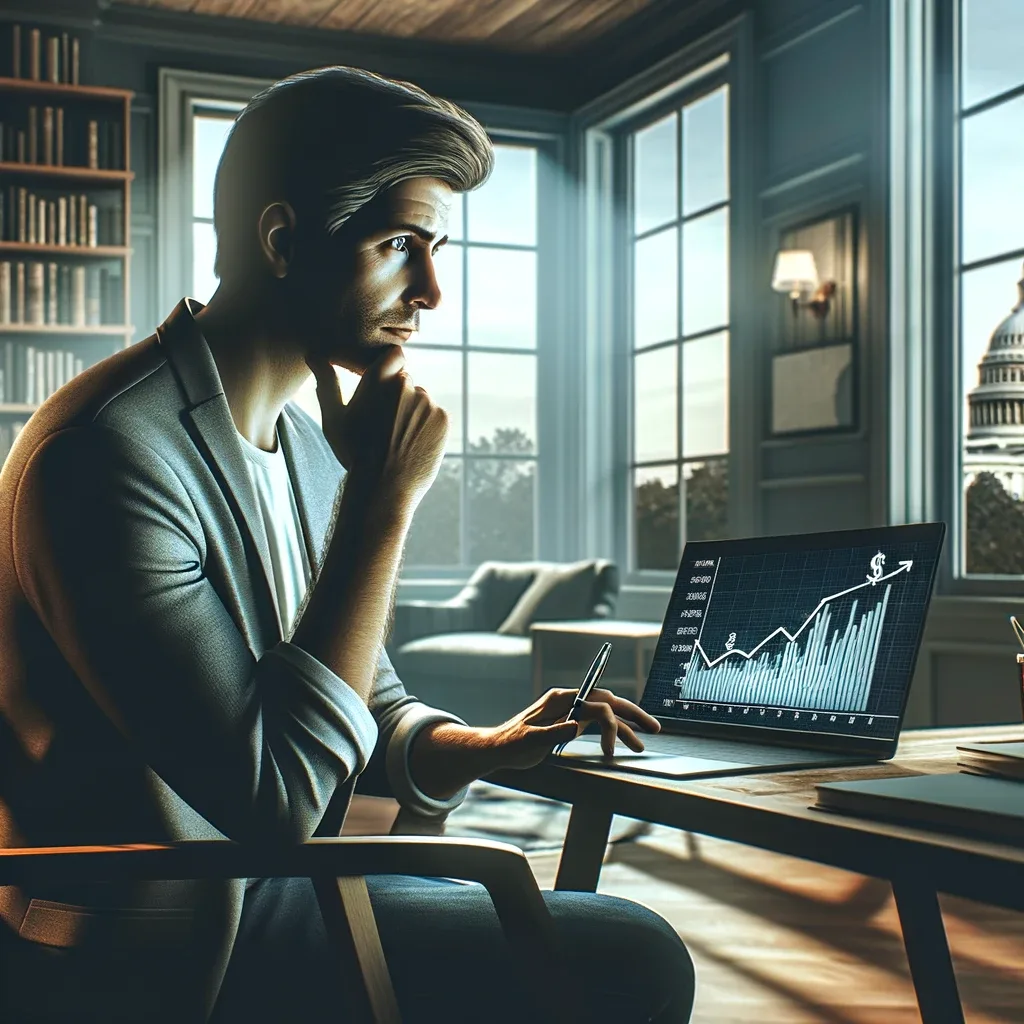 Man examining tax and financial reports Man examining tax and financial reports