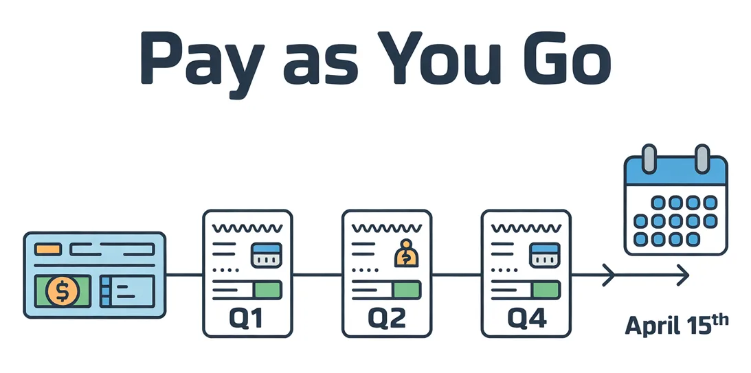Paycheck withholding and quarterly estimates aligned on a pay-as-you-go timeline