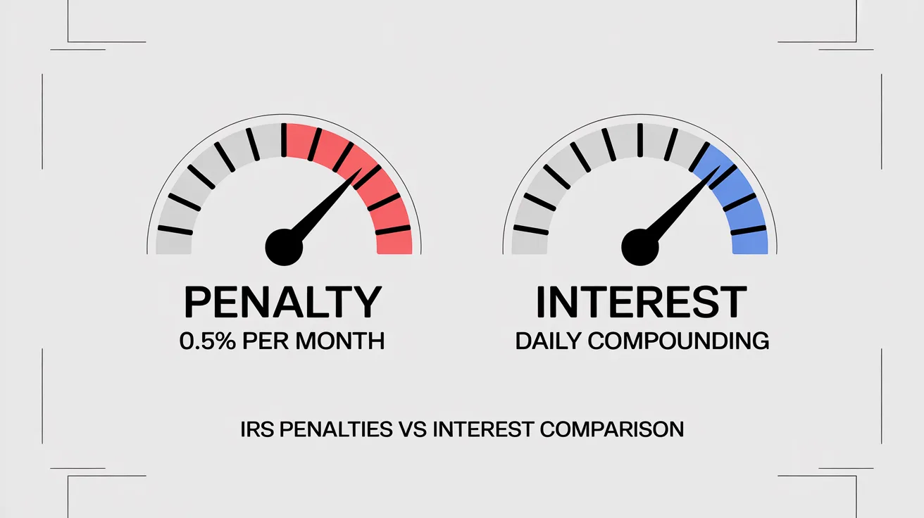Comparison of late payment penalty vs daily compounding IRS interest