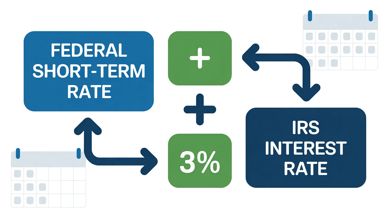 Infographic linking federal short-term rate plus 3% to IRS interest rate